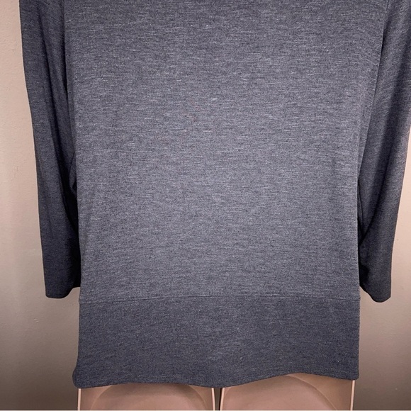 XXL Apt 9 Grey Gray Pullover Top Sweatshirt Zip Accent 3/4 Sleeve Casual Stretch - Picture 9 of 13